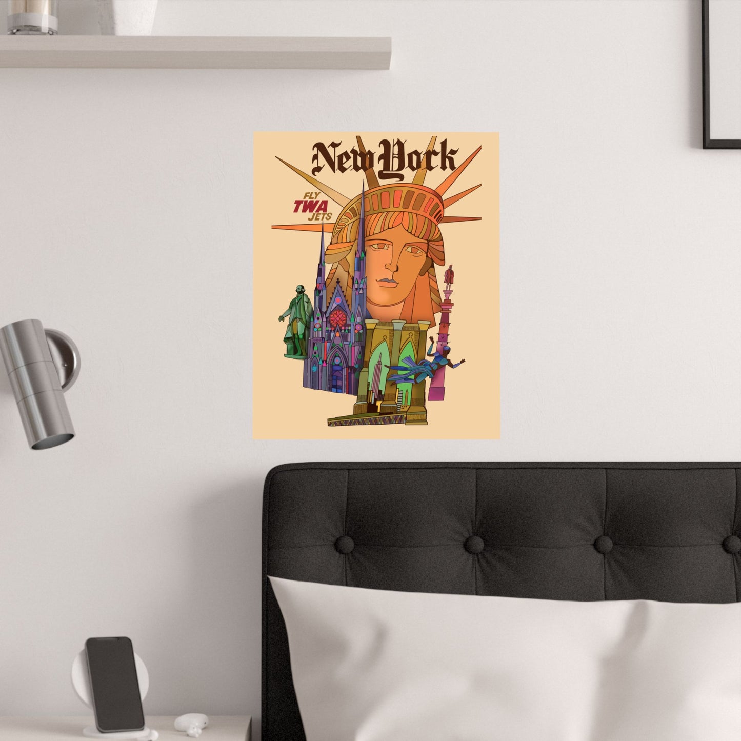 Vintage Travel Poster to New York Satin Poster High Definition