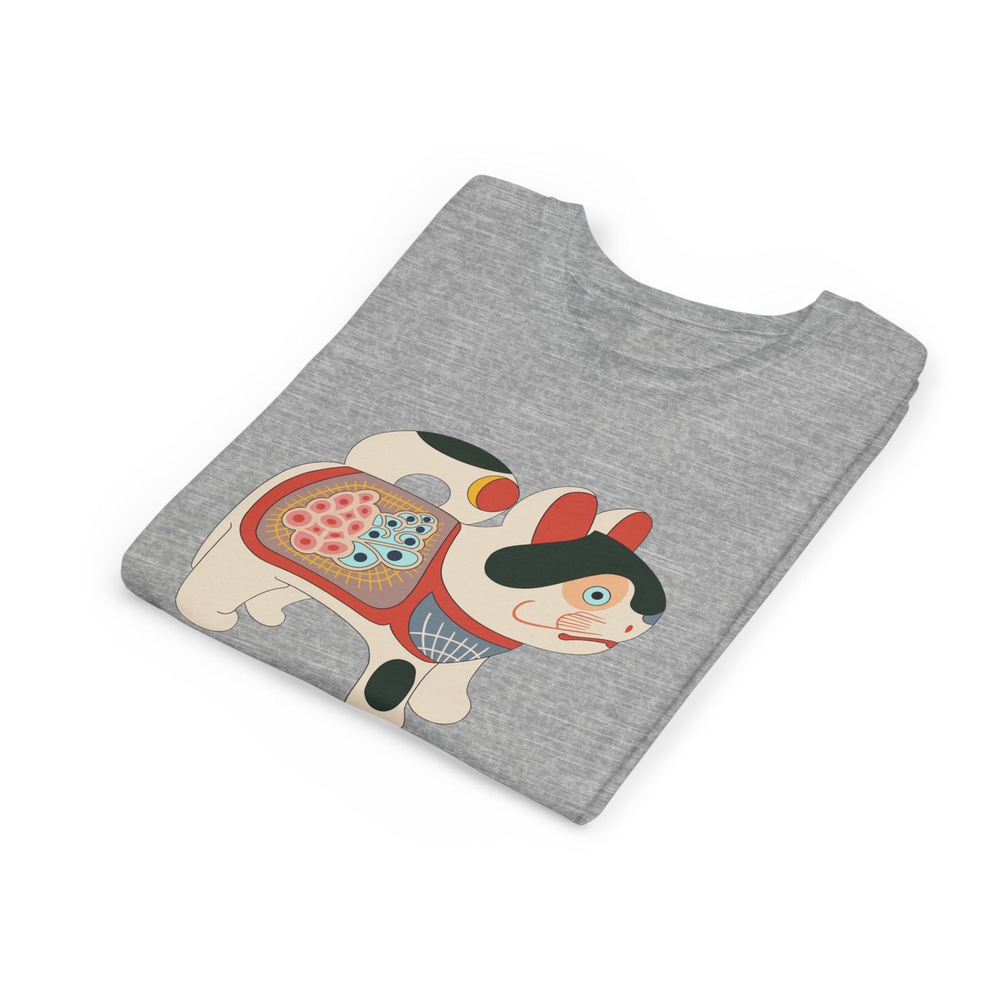 Lucky Inu Hariko illustration by Kawasaki Kyosen Youth Tshirt— Japanese Lucky Cat Tee