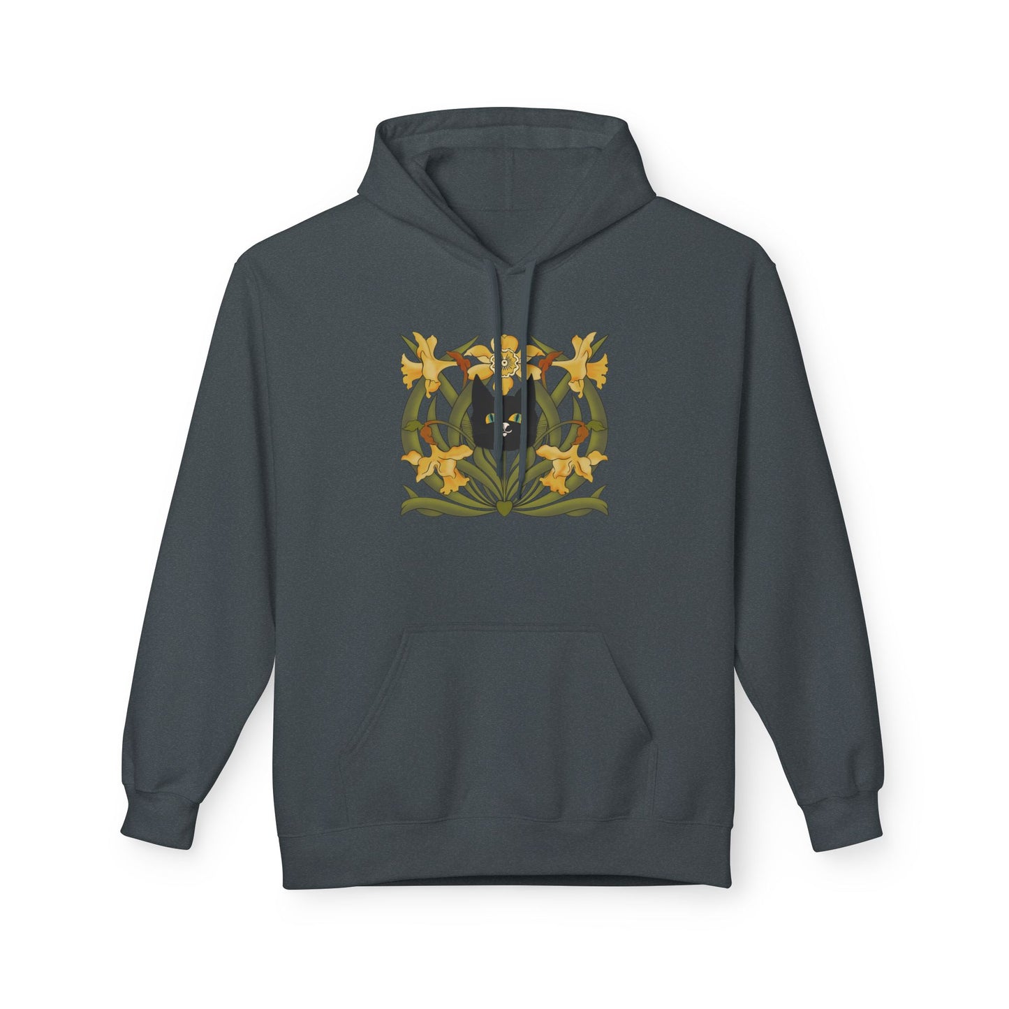 Daffodil Crest Hoodie — Vintage Floral Emblem Pullover