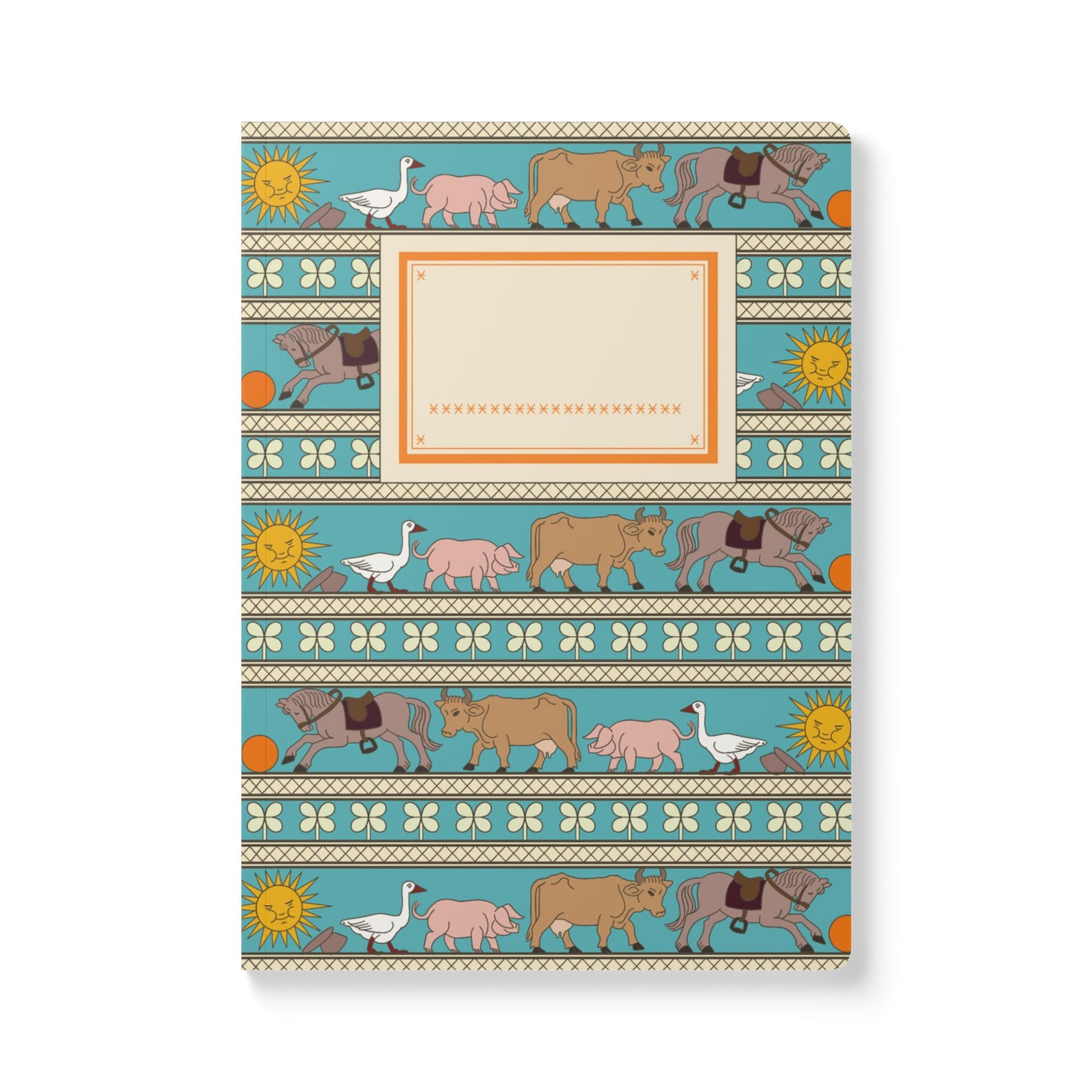 Vintage Book Cover with Farm Animal Softcover Journal