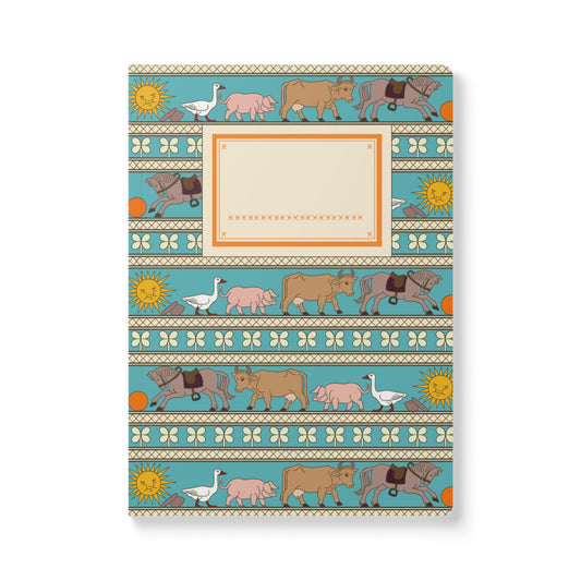 Vintage Book Cover with Farm Animal Softcover Journal