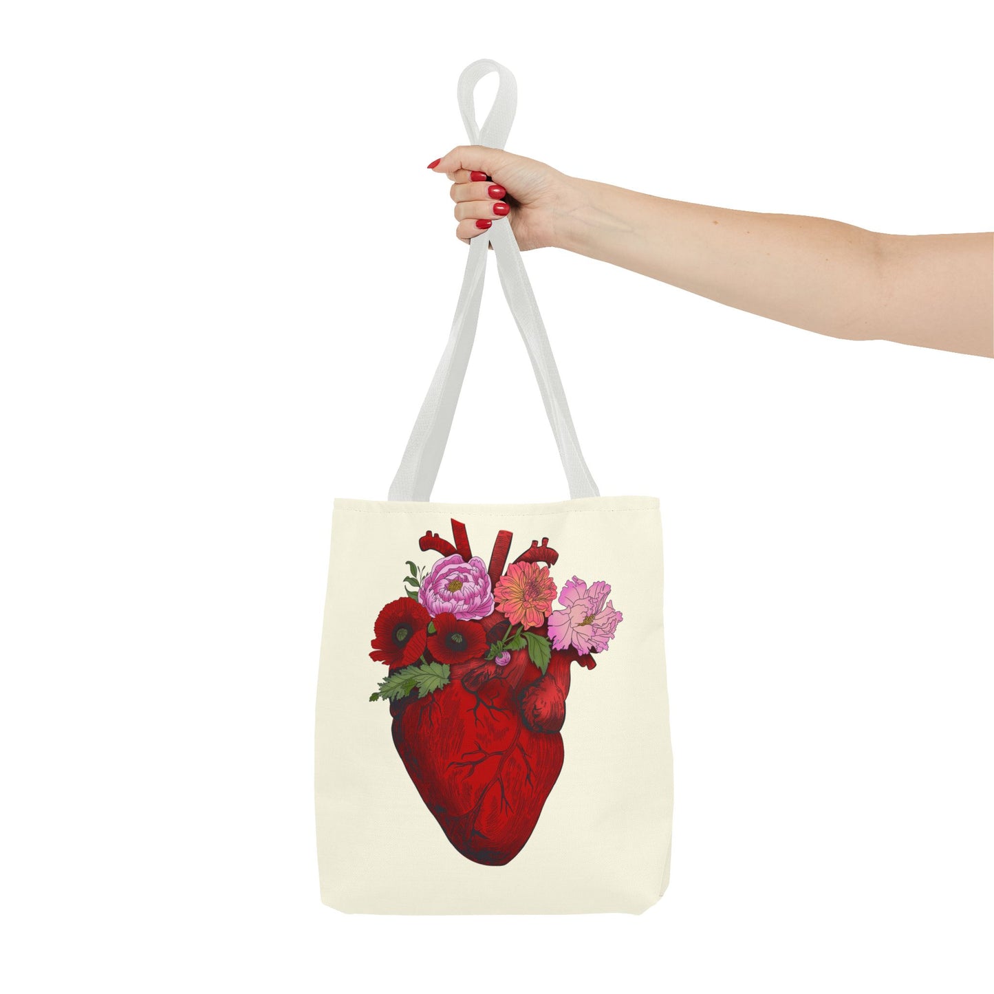Anatomical Heart Floral Tote Bag — Valentine & Everyday Gift Tote
