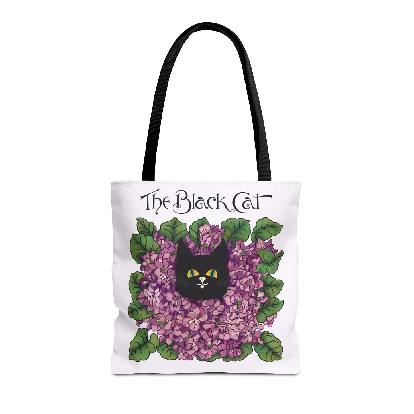 Black Cat Lilac Tote Bag — "The Black Cat" AOP Canvas Tote