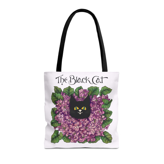 Black Cat Lilac Tote Bag — "The Black Cat" AOP Canvas Tote