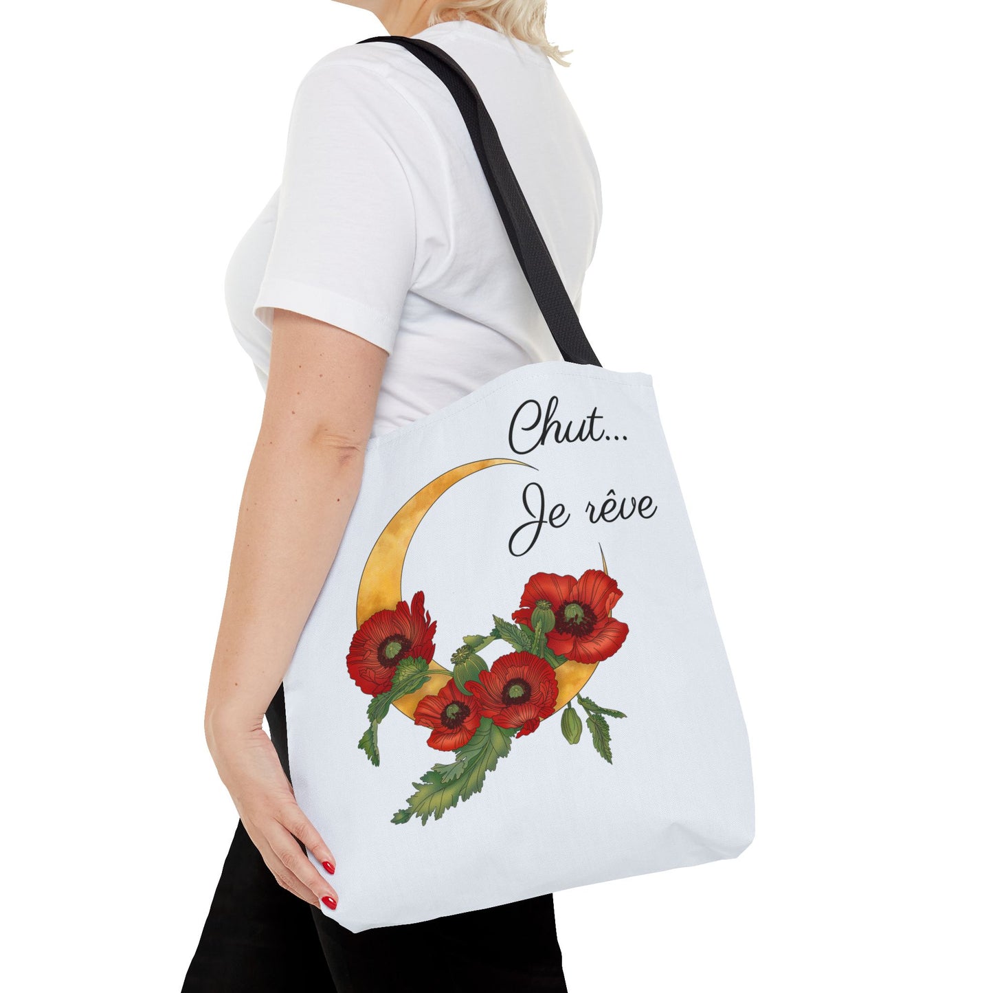 Tote Bag — "Chut... Je rêve" French Script Reversible Tote