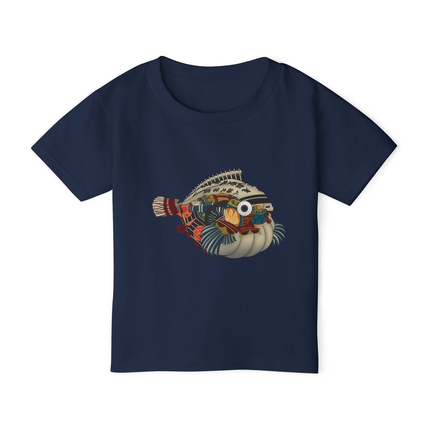 Japanese Puffer Fish Illustration Toddler T-Shirt with Colorful  — Cute Marine Animal Tee for Kids