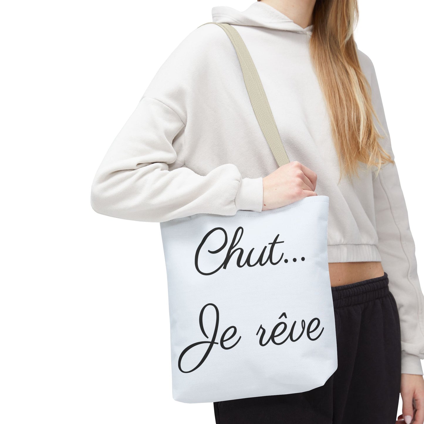 Tote Bag — "Chut... Je rêve" French Script Reversible Tote