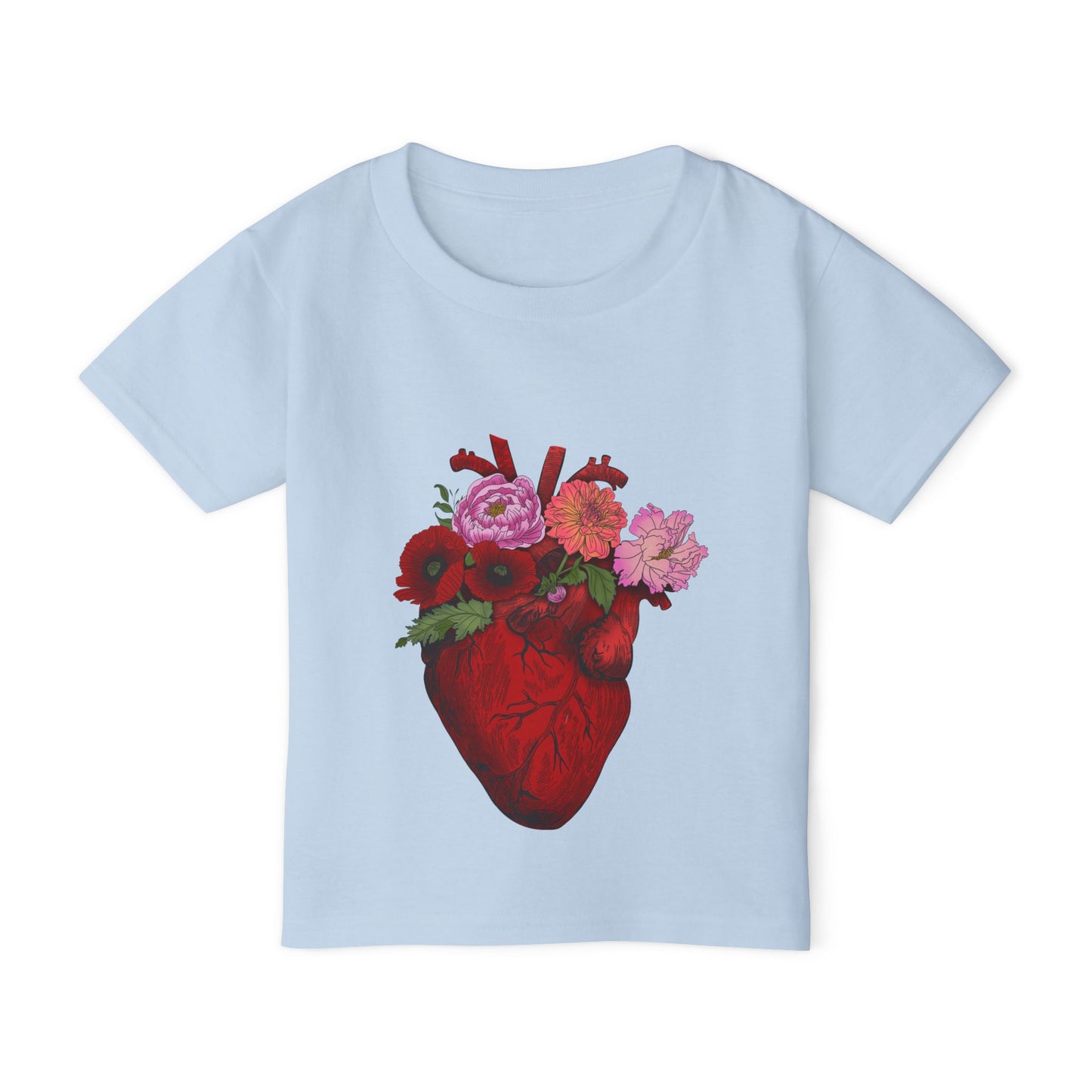 Floral Heart Toddler T-Shirt — Floral Anatomical Heart Graphic