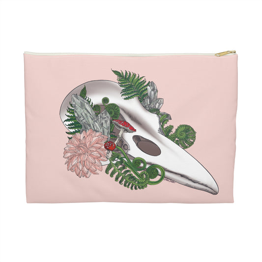 Boho Chic Accessory Pouch, Nature Lover Gift, Skull Design Makeup Bag, Travel Organizer, Feminine Storage Bag