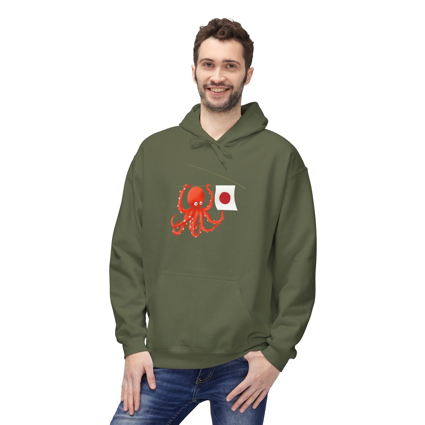 "Tako" Japanese Octopus Hoodie — Cute Red Octopus Graphic Pullover