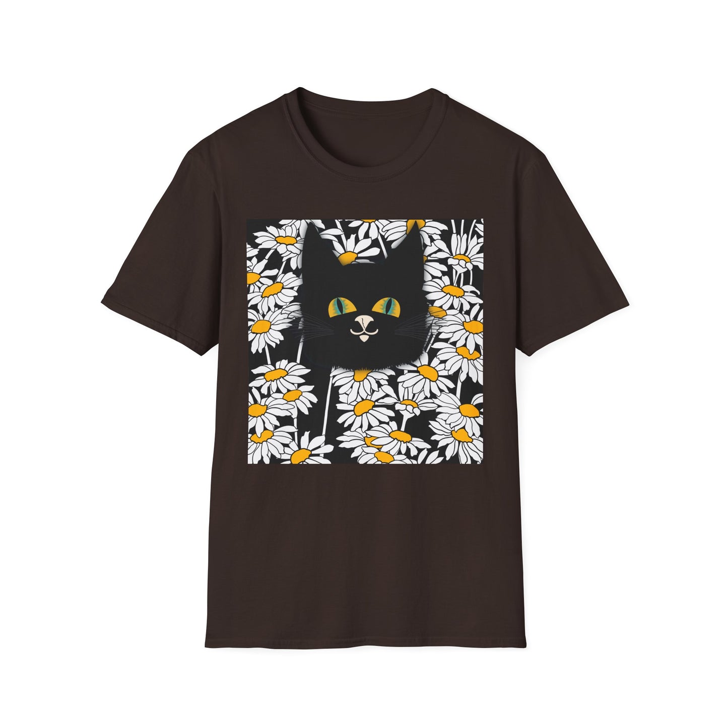 Black Cat Daisy T‑Shirt — Cute Floral Cat Graphic Tee