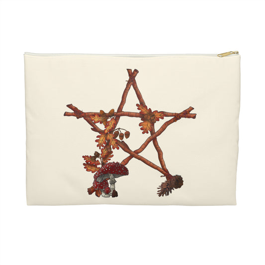 Mabon Accessory Pouch with Nature Motif, Ideal for Gifts, Travel, Makeup, Organzier, Eco-Friendly, Seasonal Decor