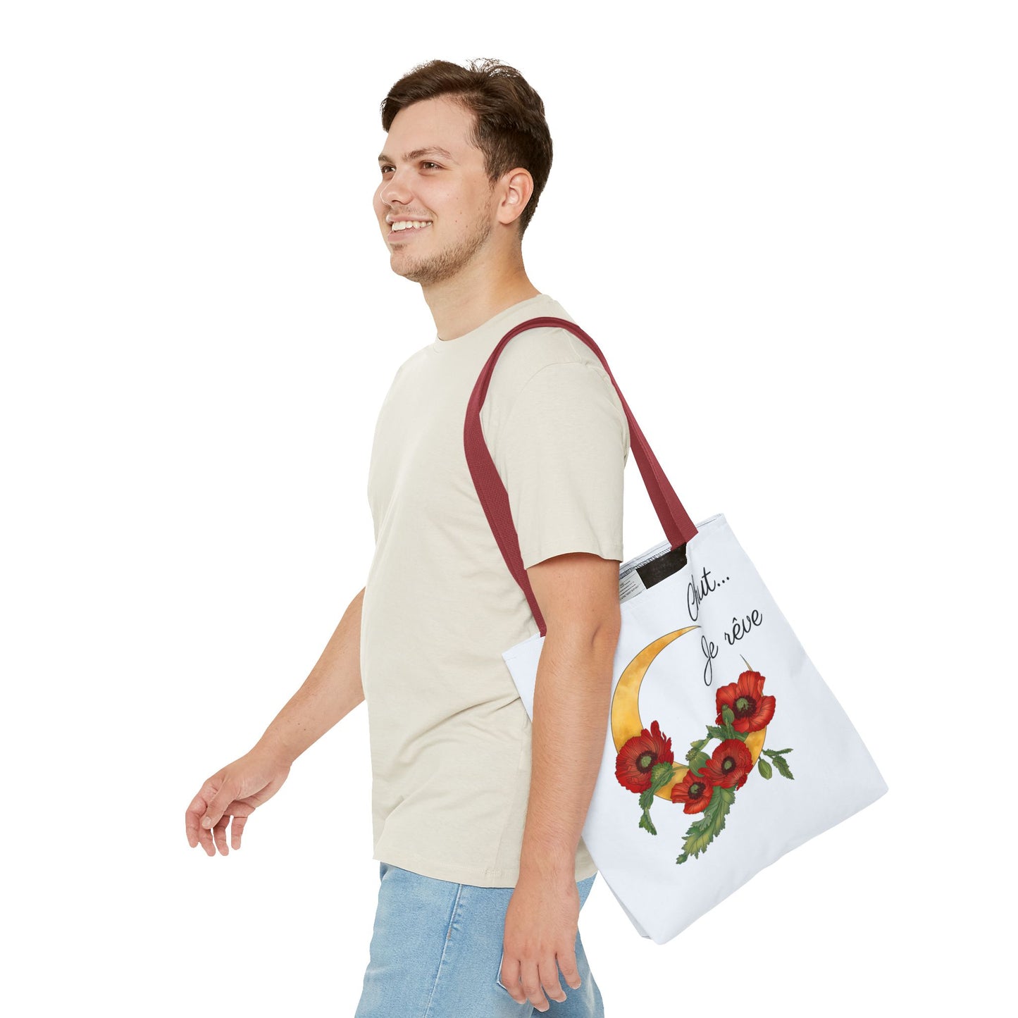 Tote Bag — "Chut... Je rêve" French Script Reversible Tote