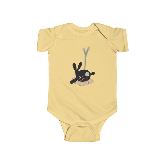 Vintage Japanese Toy Whale Infant Onesie — "Kujira no Shoufuki" Whale on Crate Onesie