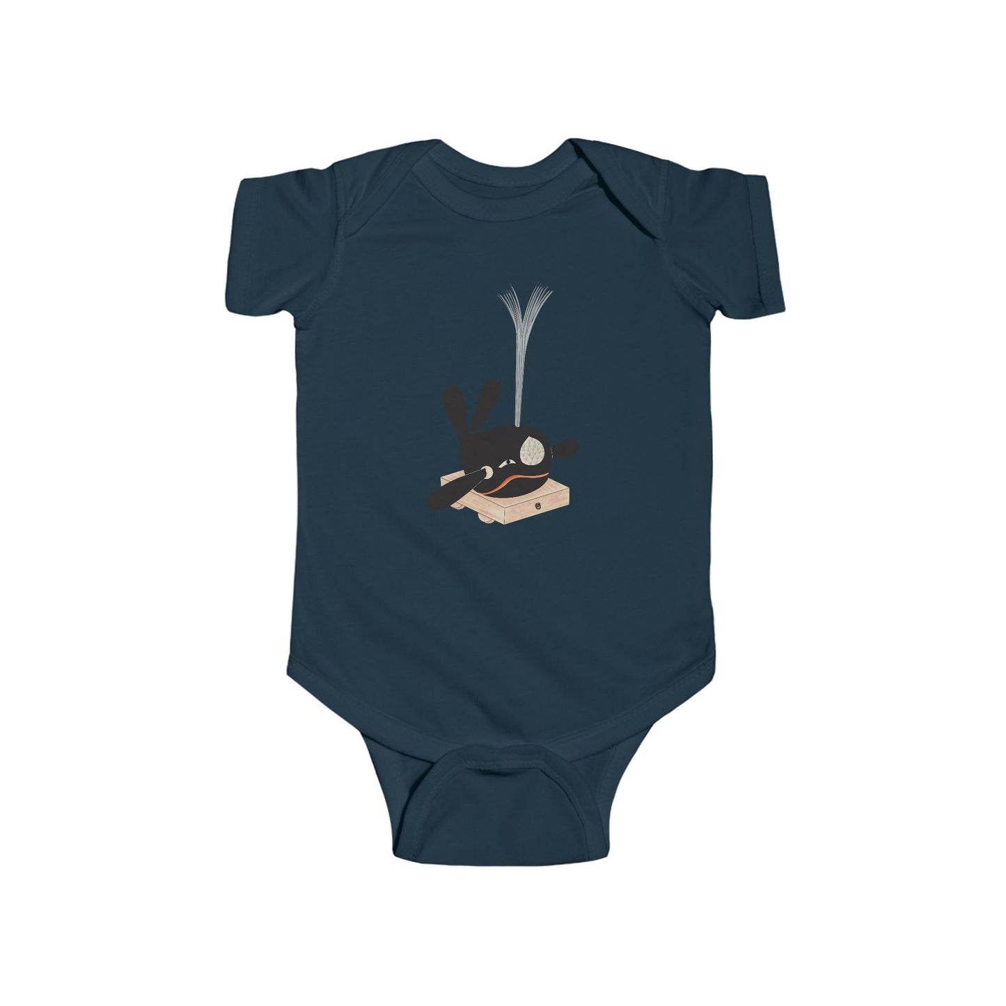 Vintage Japanese Toy Whale Infant Onesie — "Kujira no Shoufuki" Whale on Crate Onesie