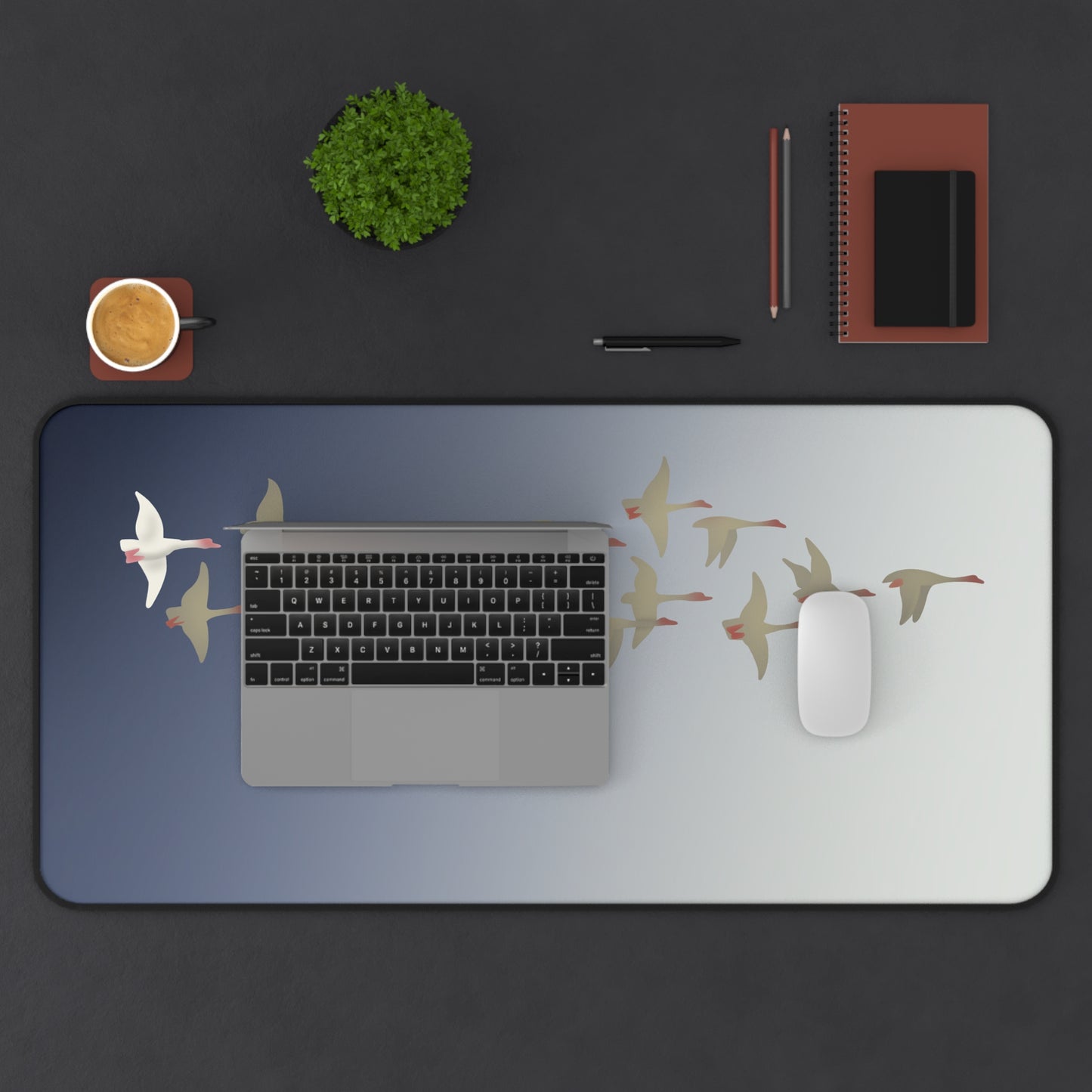 Elegant Migrating Birds Desk Mat