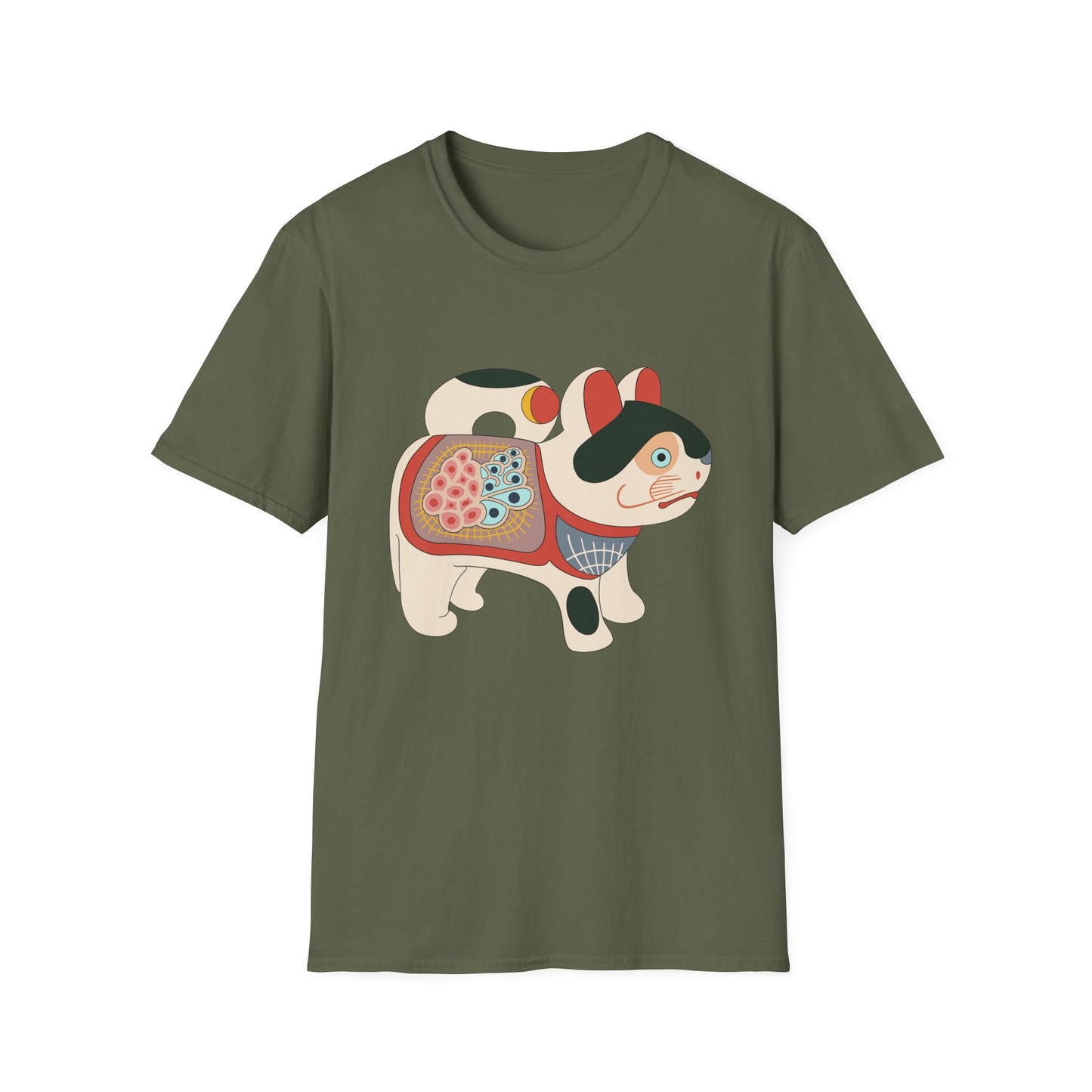 Lucky Inu Hariko illustration by Kawasaki Kyosen Tshirt— Japanese Lucky Cat Tee