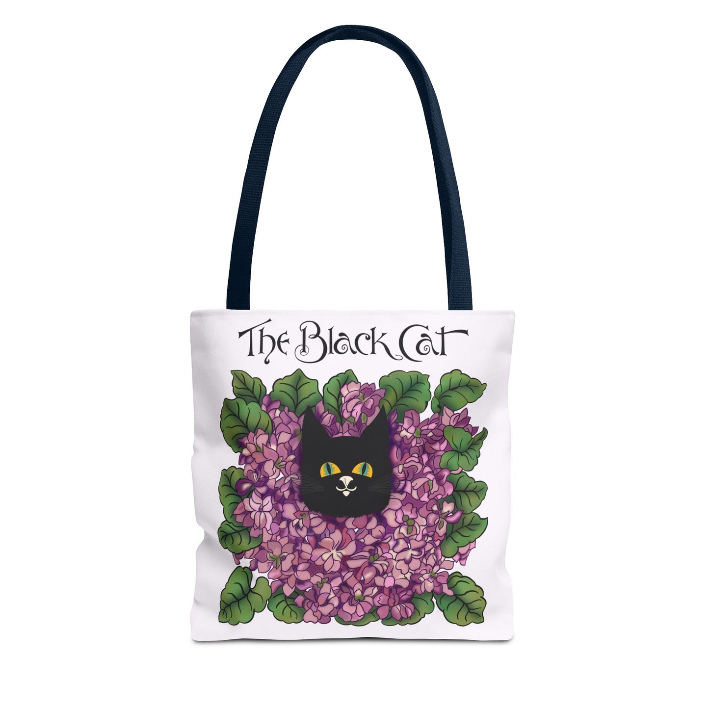 Black Cat Lilac Tote Bag — "The Black Cat" AOP Canvas Tote