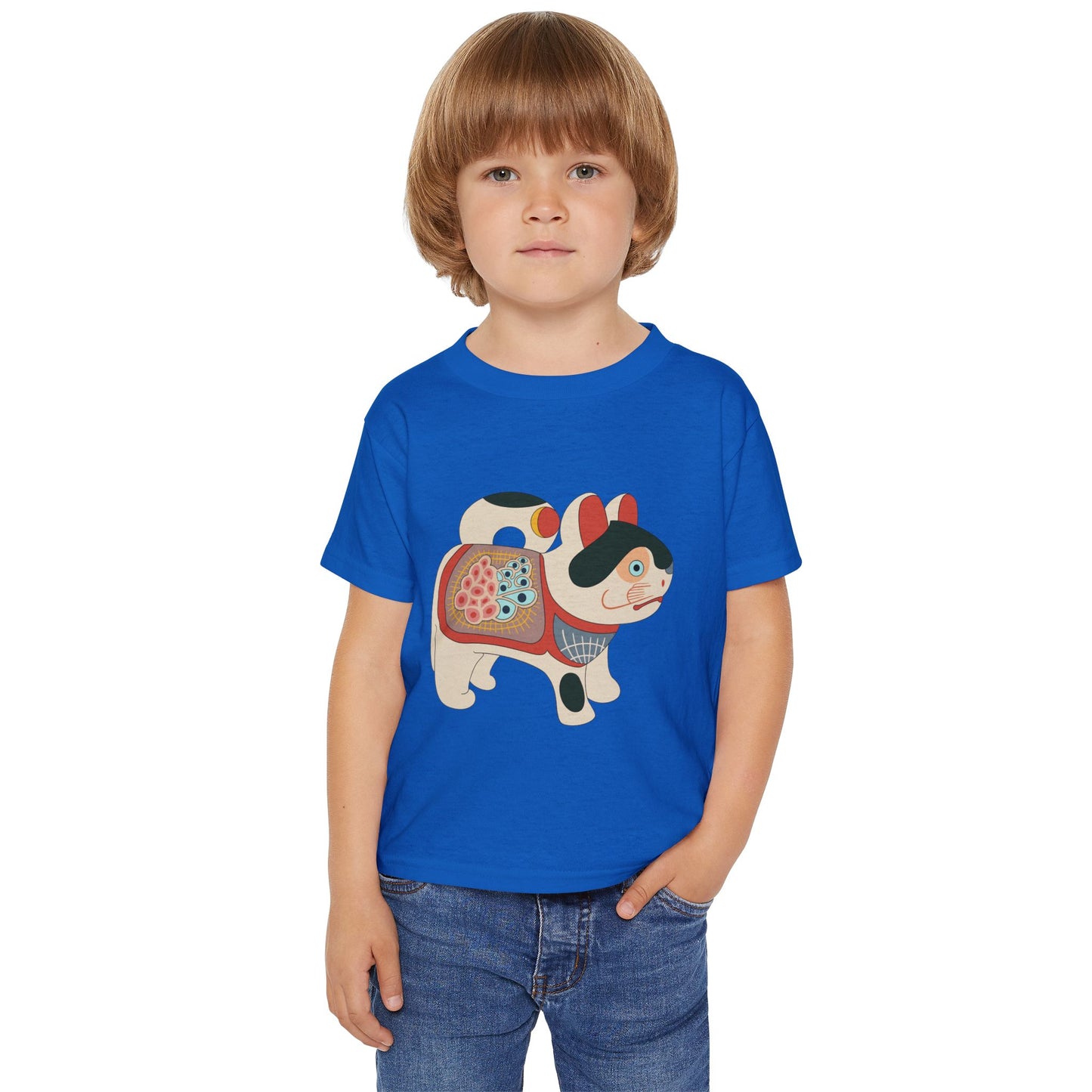 Lucky Inu Hariko illustration by Kawasaki Kyosen Toddler Tshirt — Japanese Lucky Cat Tee