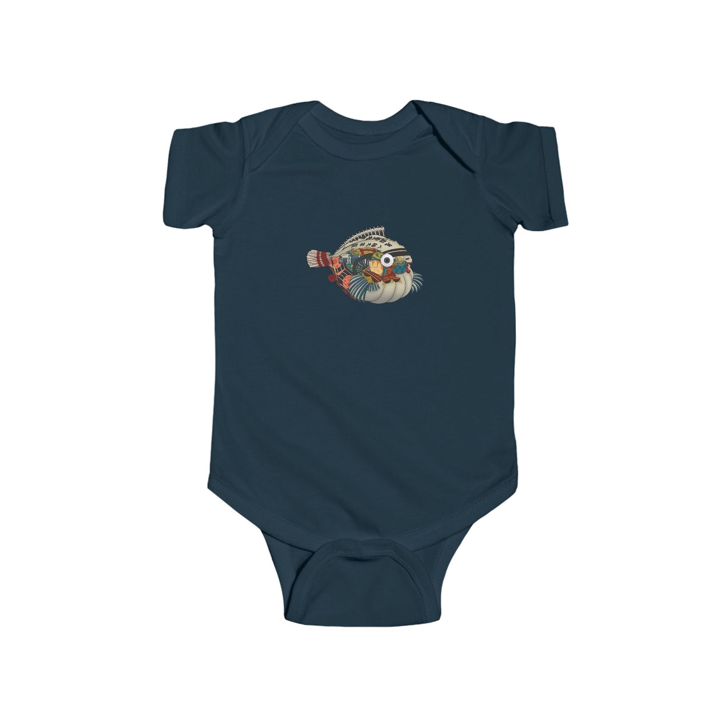 Japanese Vintage Pufferfish Baby Onesie — Cute Sea Creature Infant Onesie