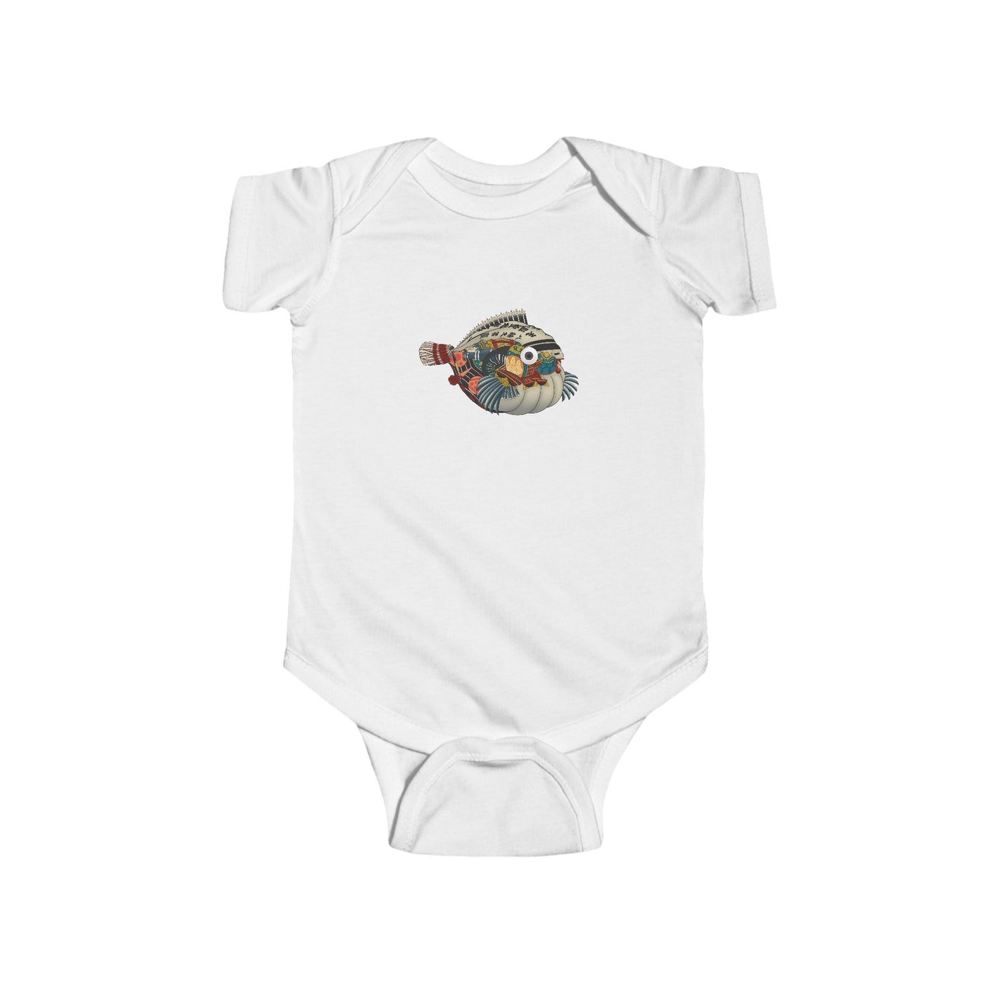 Japanese Vintage Pufferfish Baby Onesie — Cute Sea Creature Infant Onesie