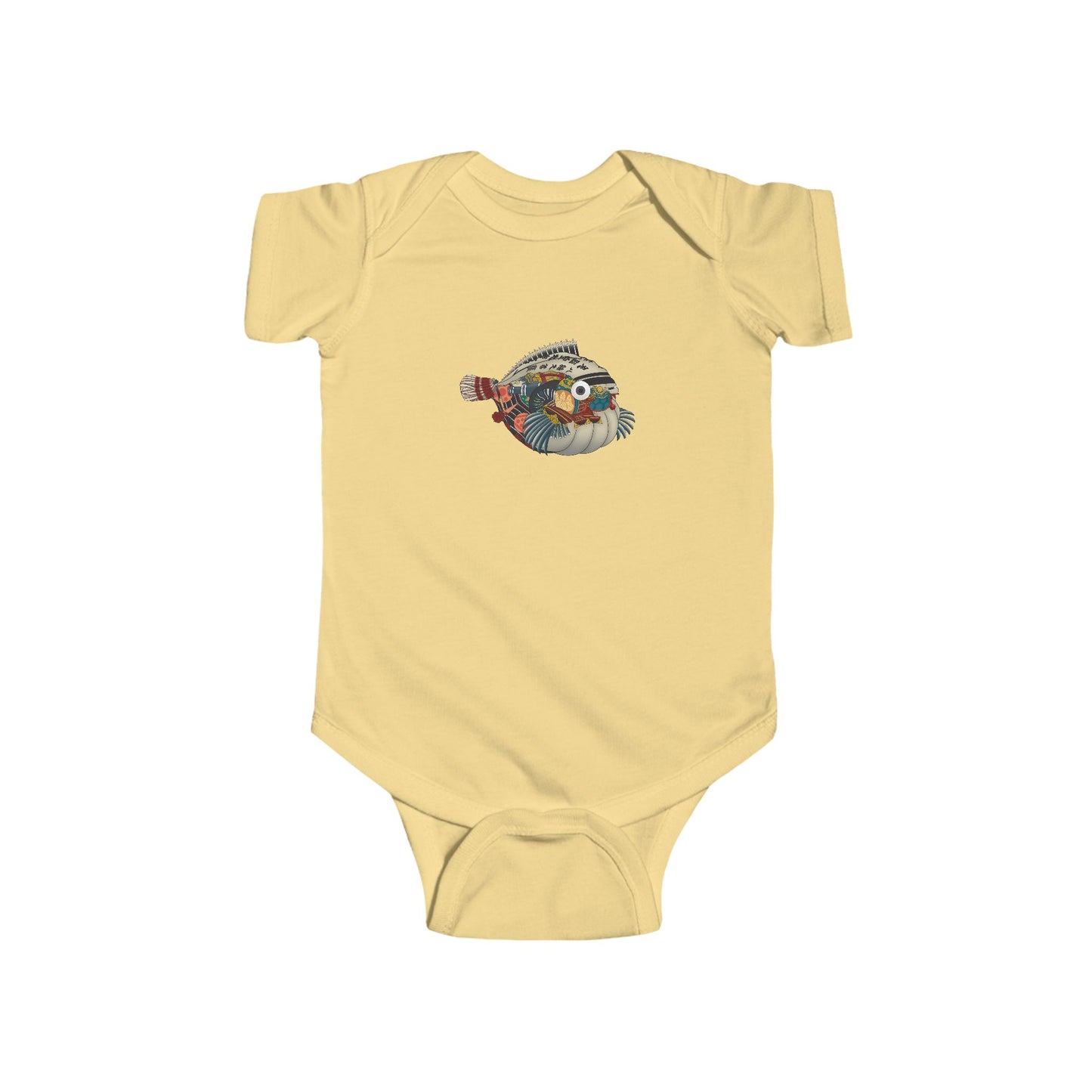Japanese Vintage Pufferfish Baby Onesie — Cute Sea Creature Infant Onesie