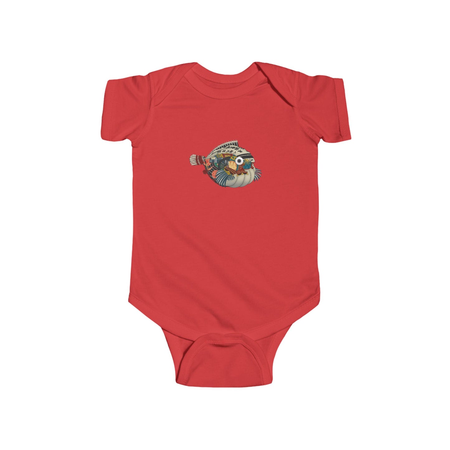 Japanese Vintage Pufferfish Baby Onesie — Cute Sea Creature Infant Onesie