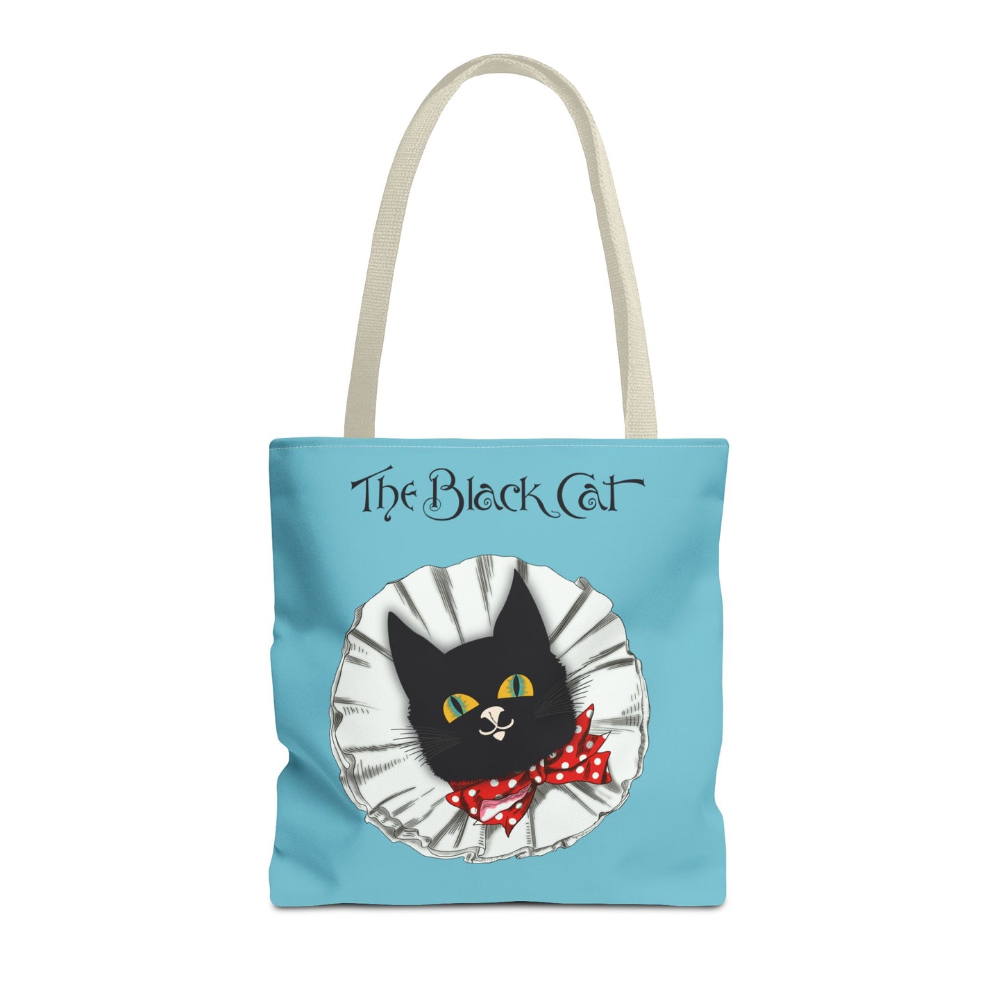 The Black Cat Clown Blue Tote Bag — Cute Vintage Cat Illustration Tote