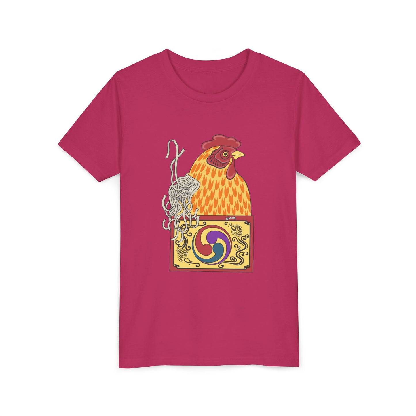 Japanese Rooster  Youth T-Shirt — Colorful Rooster Shimizu Seifū