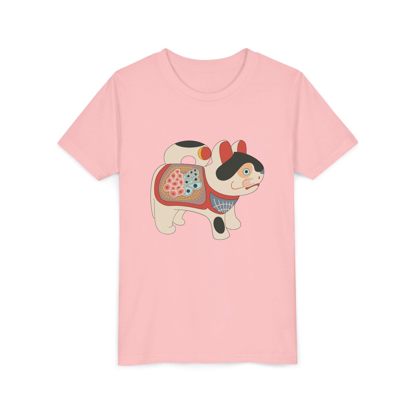 Lucky Inu Hariko illustration by Kawasaki Kyosen Youth Tshirt— Japanese Lucky Cat Tee