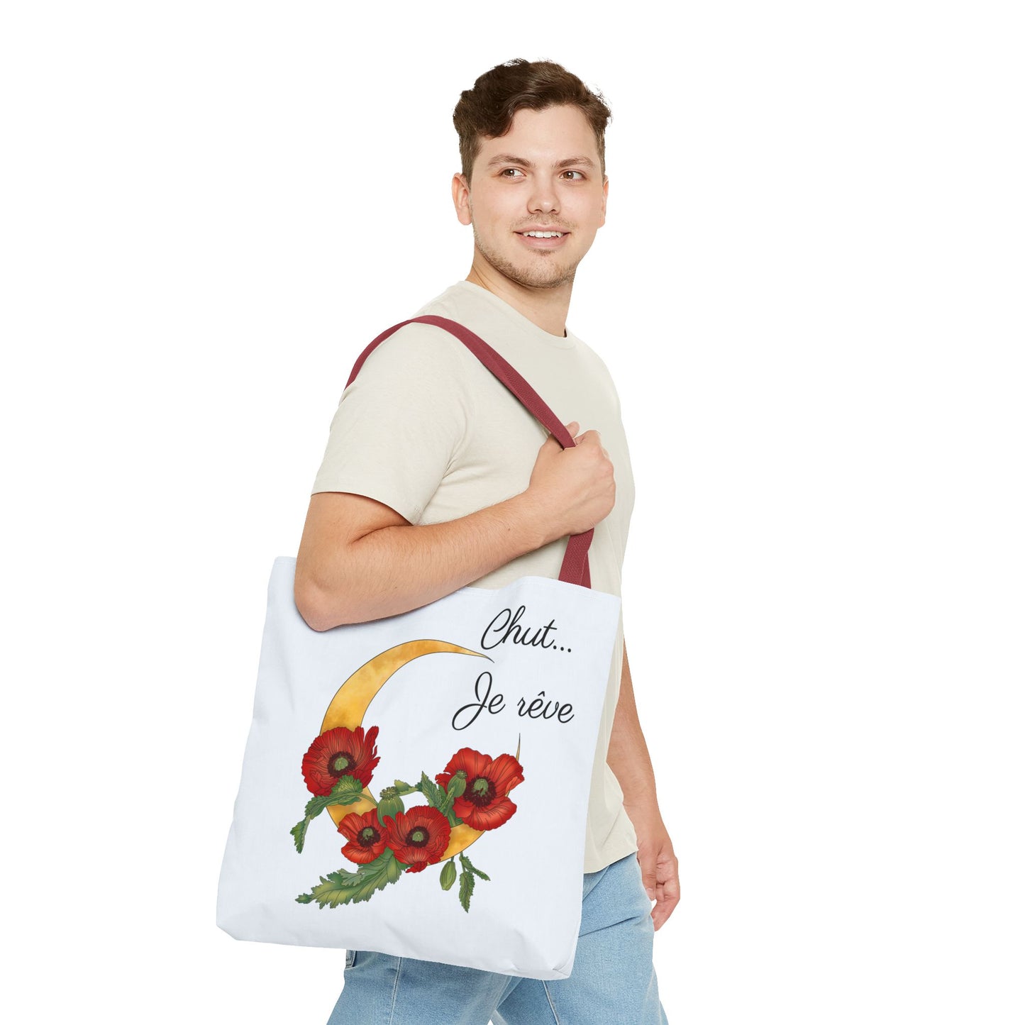 Tote Bag — "Chut... Je rêve" French Script Reversible Tote