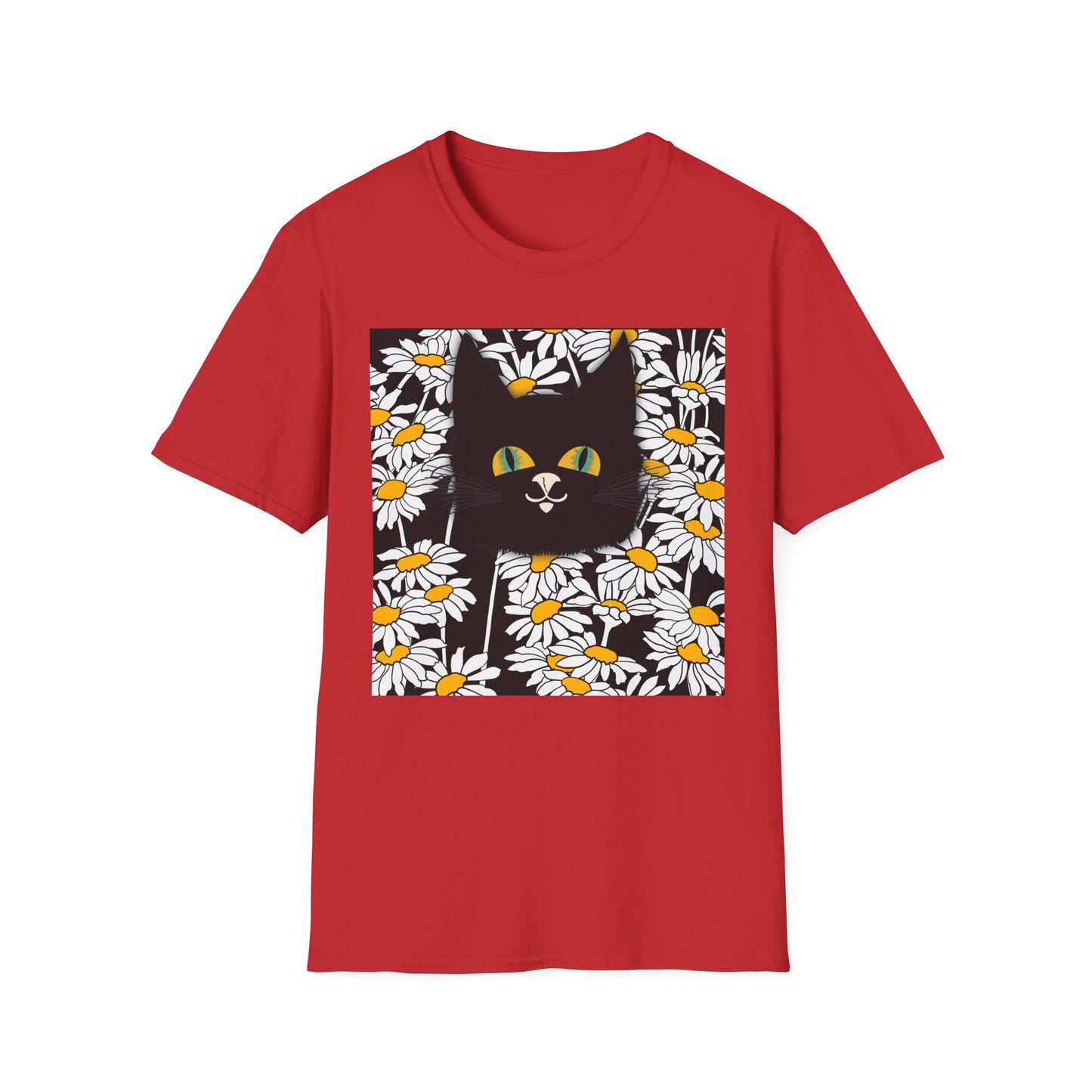 Black Cat Daisy T‑Shirt — Cute Floral Cat Graphic Tee
