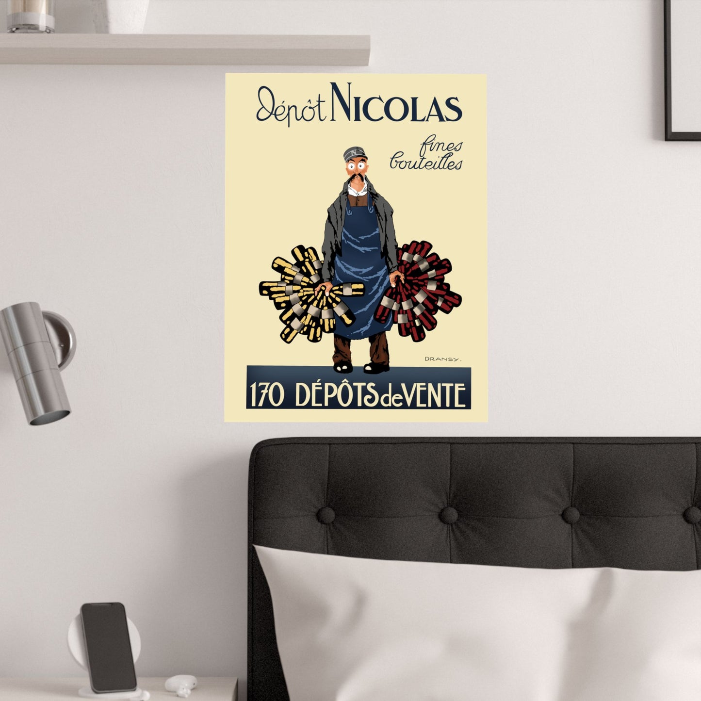 Vintage Nicolas Bottle Depot Satin Poster