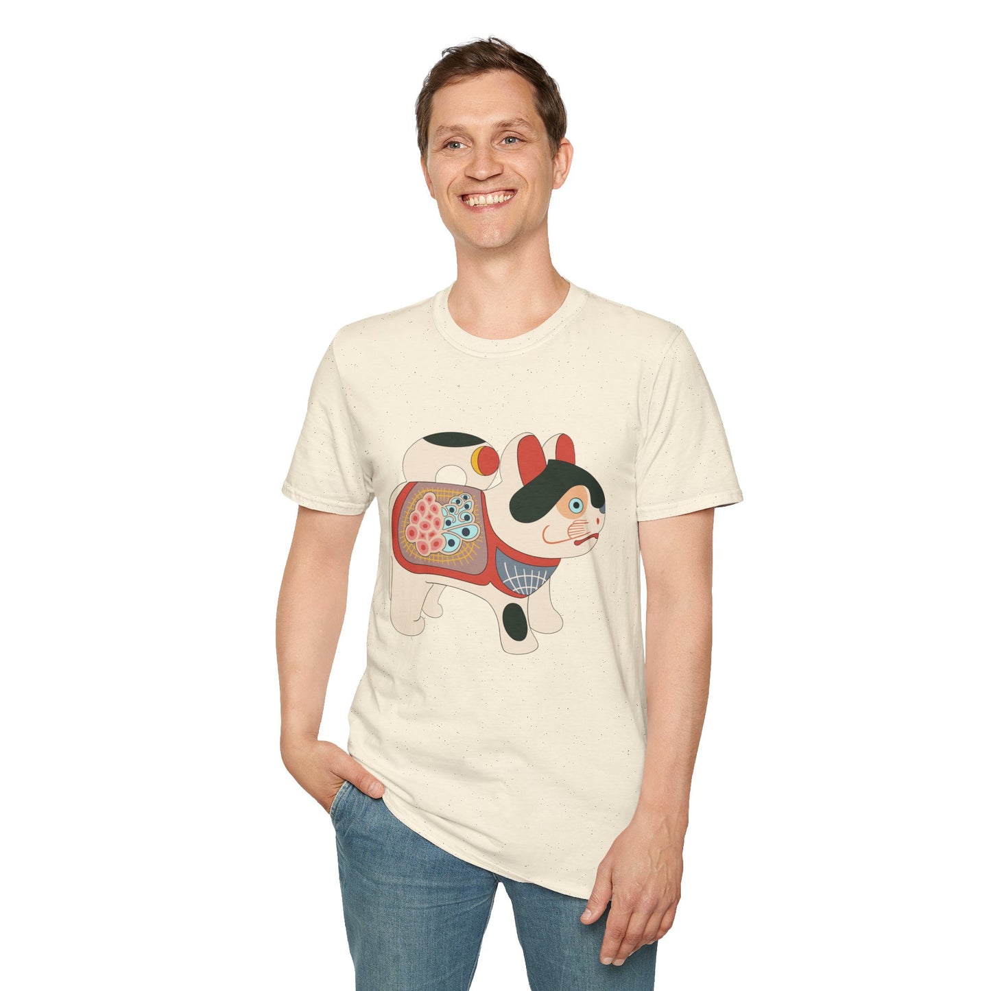 Lucky Inu Hariko illustration by Kawasaki Kyosen Tshirt— Japanese Lucky Cat Tee