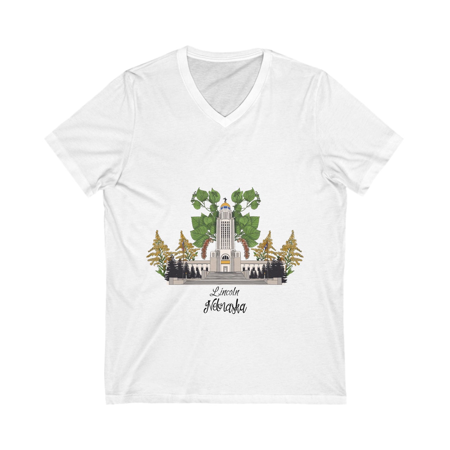 Lincoln Capitol Nebraska Unisex V-Neck Tee