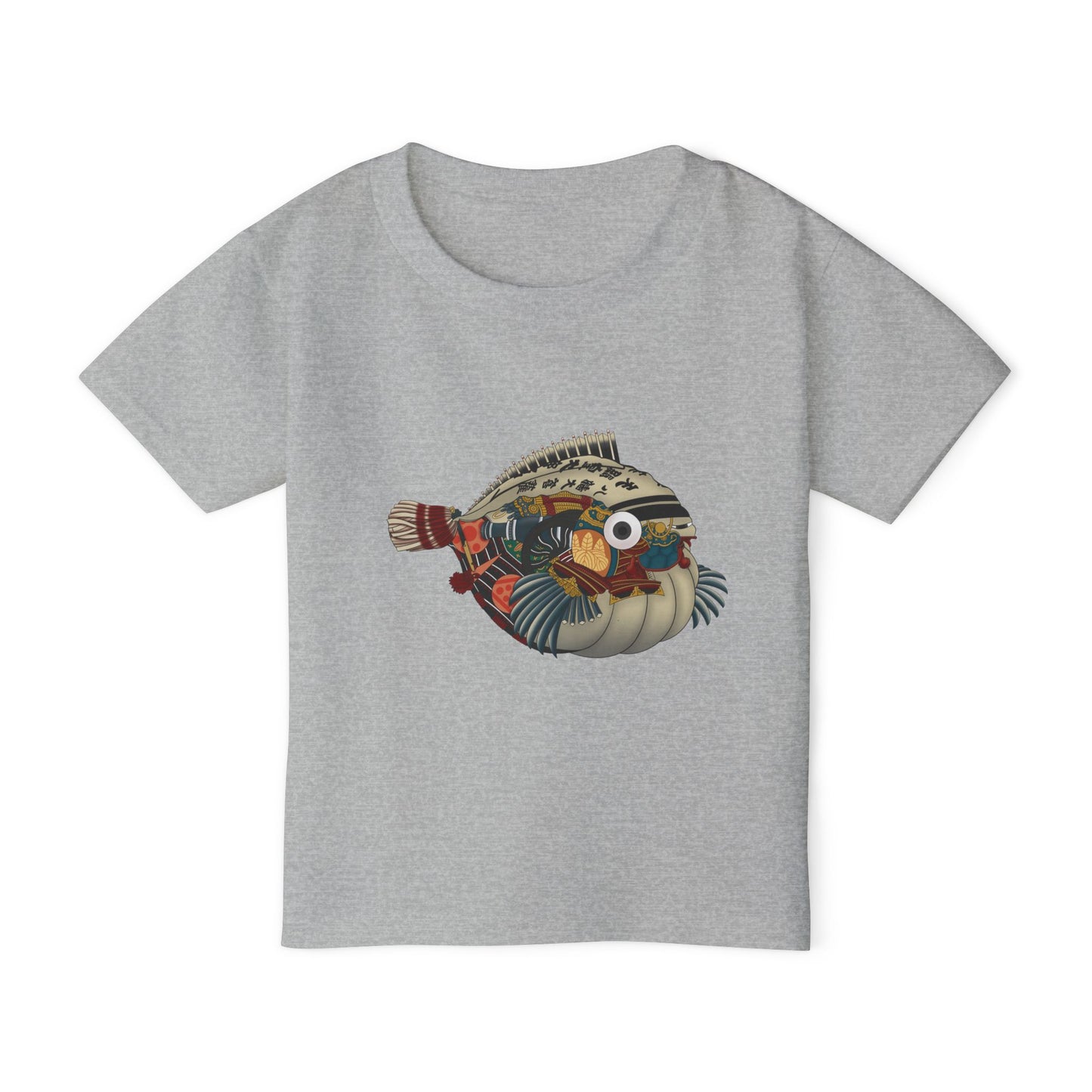 Japanese Puffer Fish Illustration Toddler T-Shirt with Colorful  — Cute Marine Animal Tee for Kids