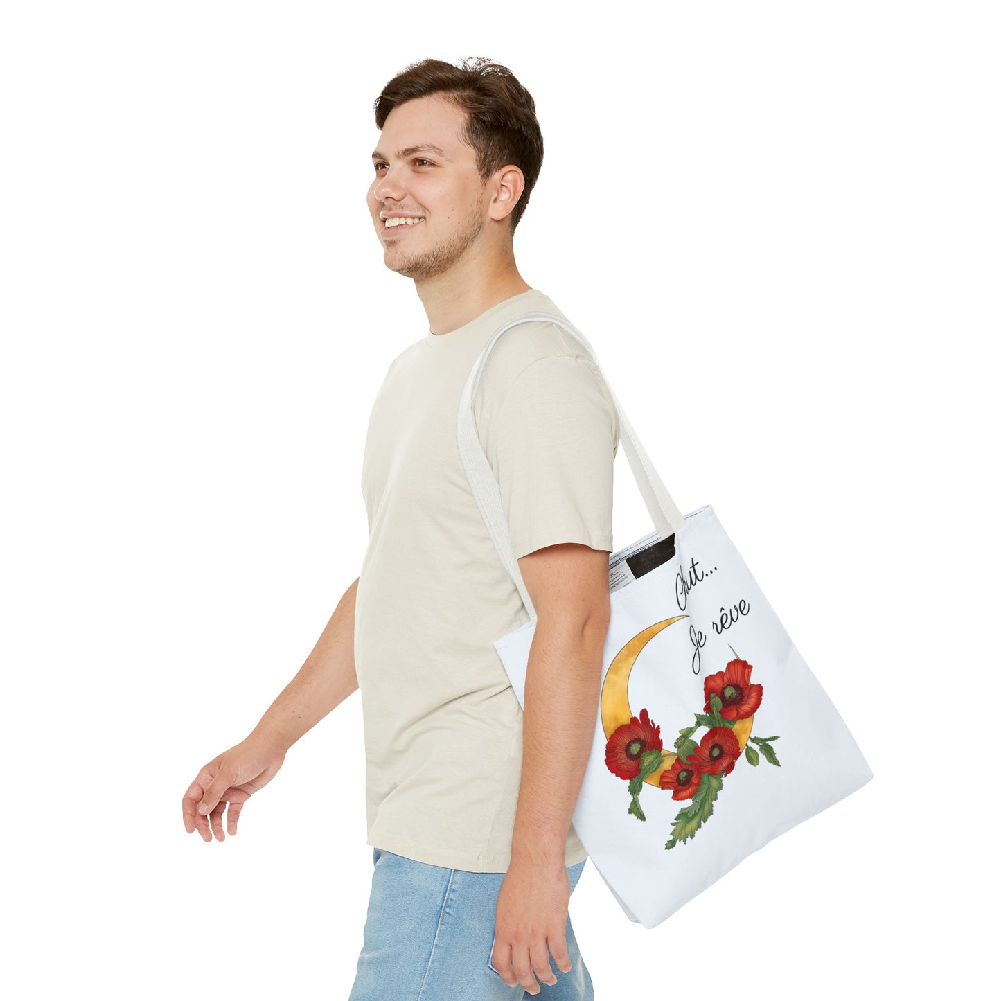 Tote Bag — "Chut... Je rêve" French Script Reversible Tote