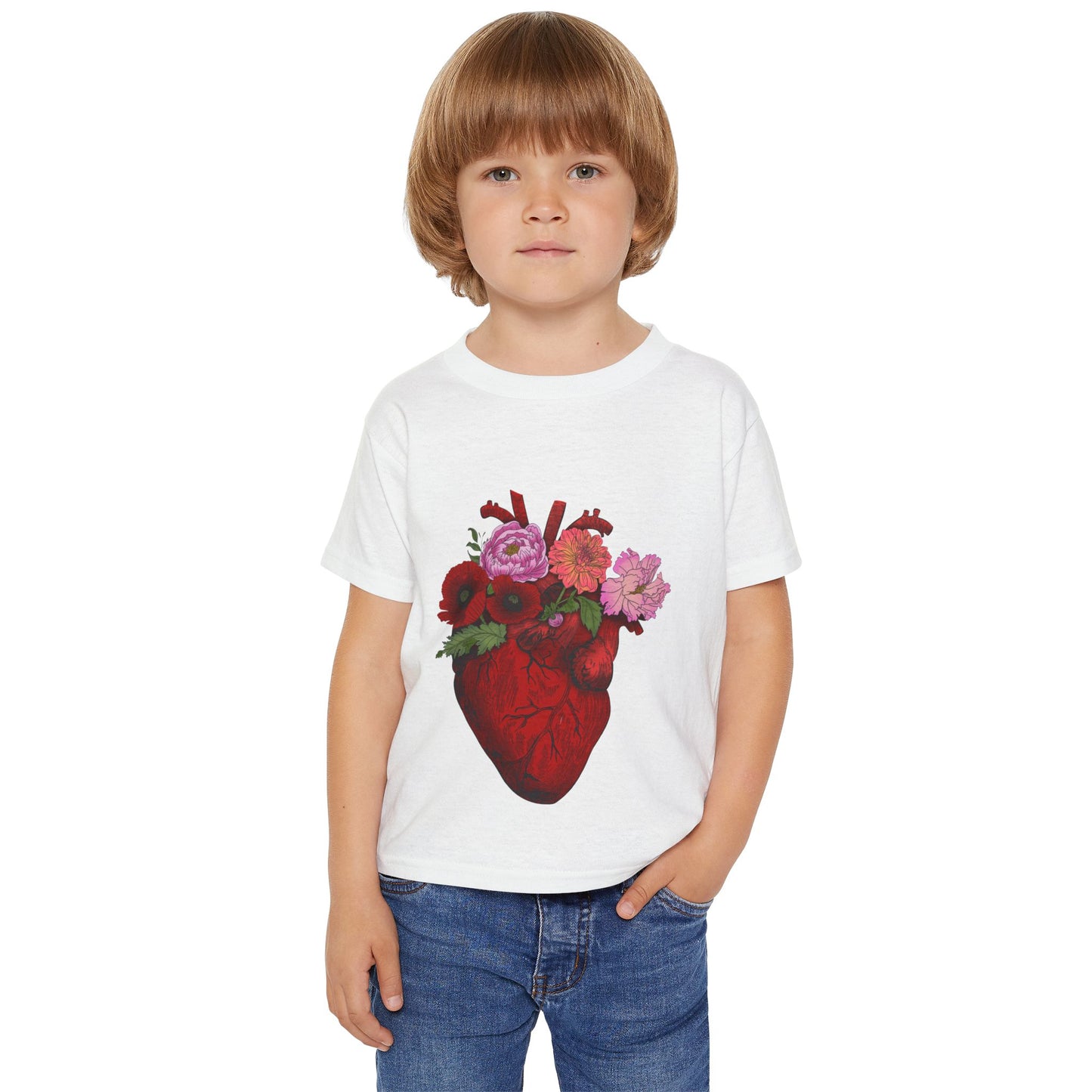 Floral Heart Toddler T-Shirt — Floral Anatomical Heart Graphic