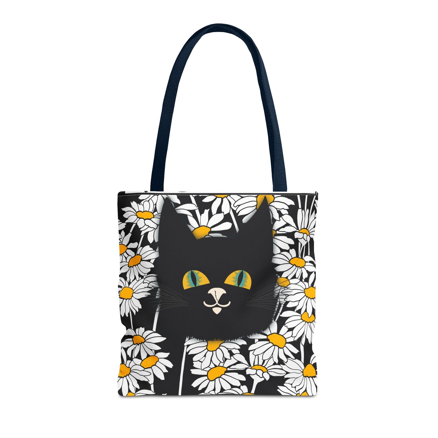 Daisy Black Cat Tote Bag — Black Cat Among Daisies Canvas Tote
