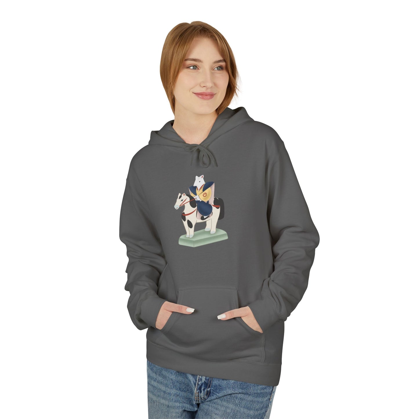 Miharu-goma Horse Hoodie — Traditional Japanese Toy Horse Graphic Sweatshirt