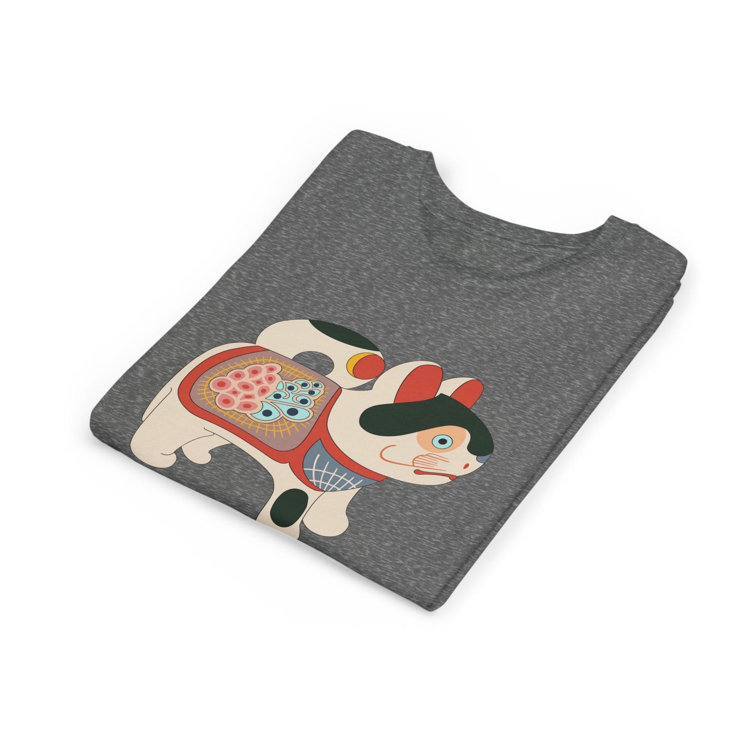 Lucky Inu Hariko illustration by Kawasaki Kyosen Youth Tshirt— Japanese Lucky Cat Tee