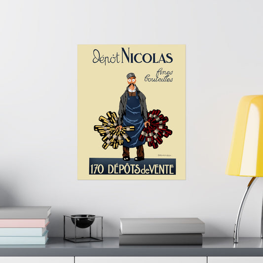 Vintage Nicolas Bottle Depot Satin Poster