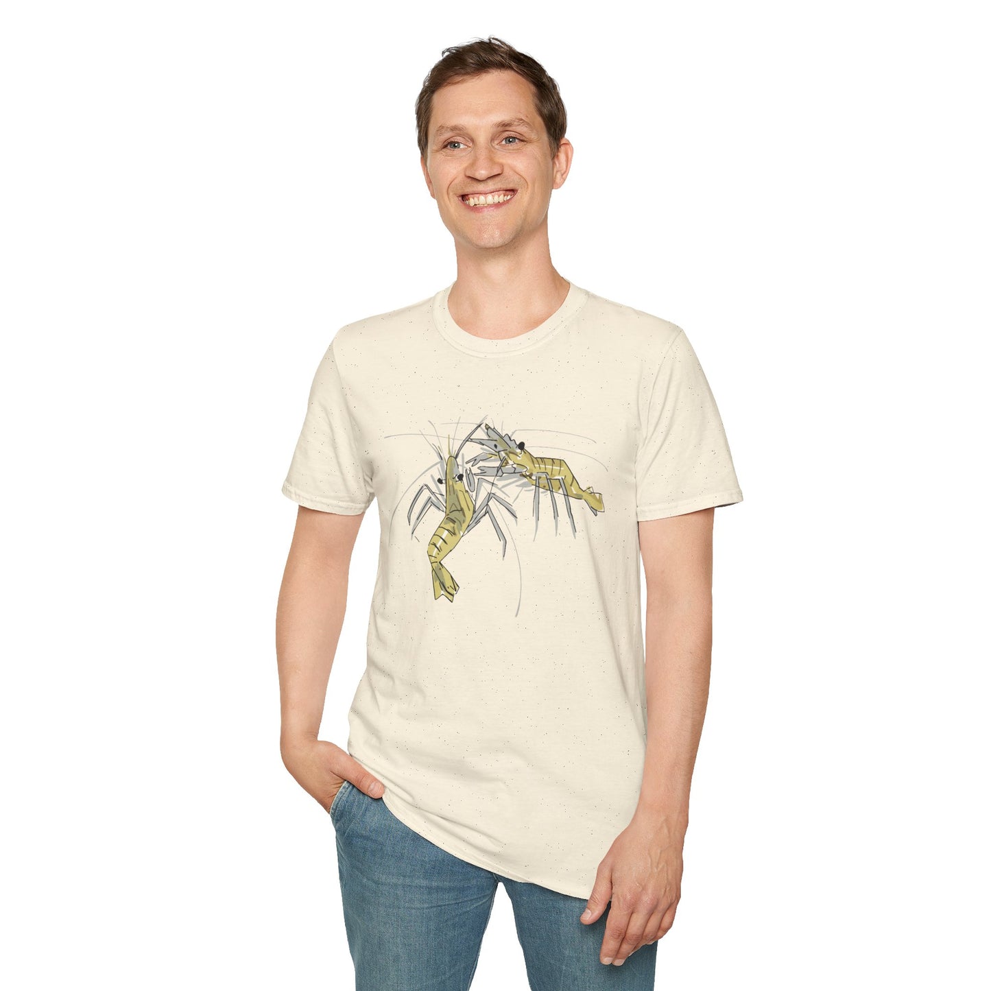 les crevettes by Mathurin Méheut Unizex Tshirt — Minimal Coastal Seafood Graphic Tshirt