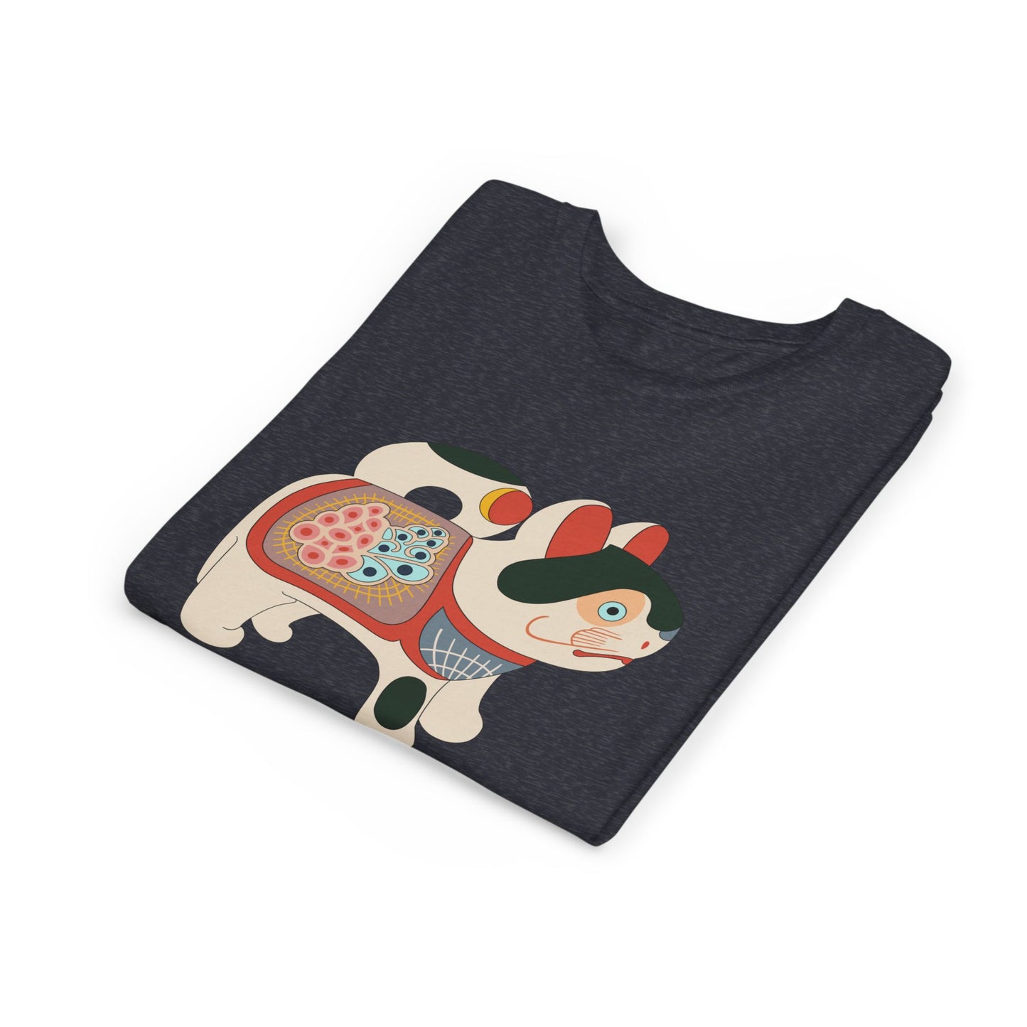 Lucky Inu Hariko illustration by Kawasaki Kyosen Youth Tshirt— Japanese Lucky Cat Tee