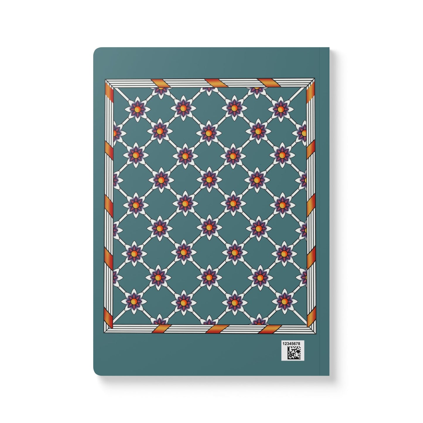 The Black Cat Teal Softcover Journal — Art Nouveau Cat Notebook with Patterned Cover