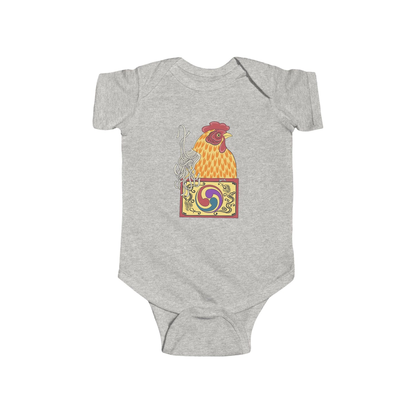 Japanese Rooster Infant Onesie — Colorful Rooster Shimizu Seifū