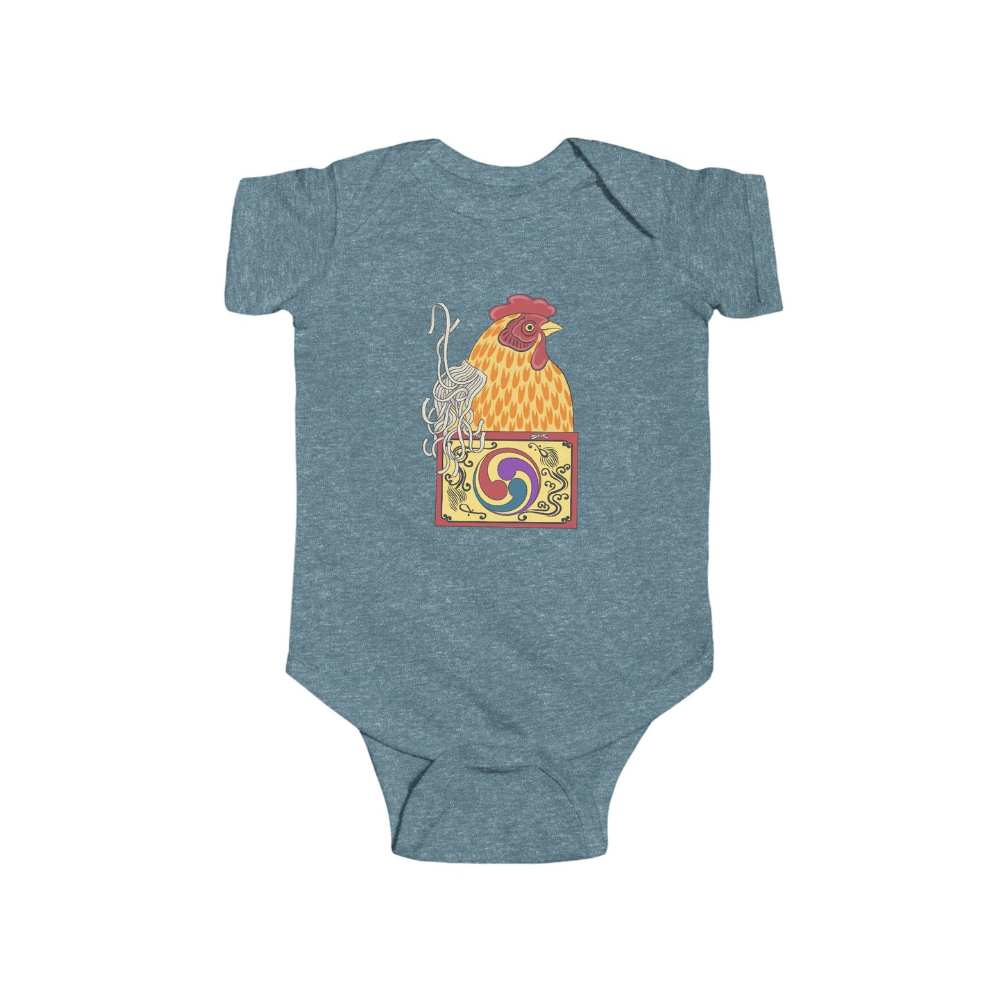 Japanese Rooster Infant Onesie — Colorful Rooster Shimizu Seifū