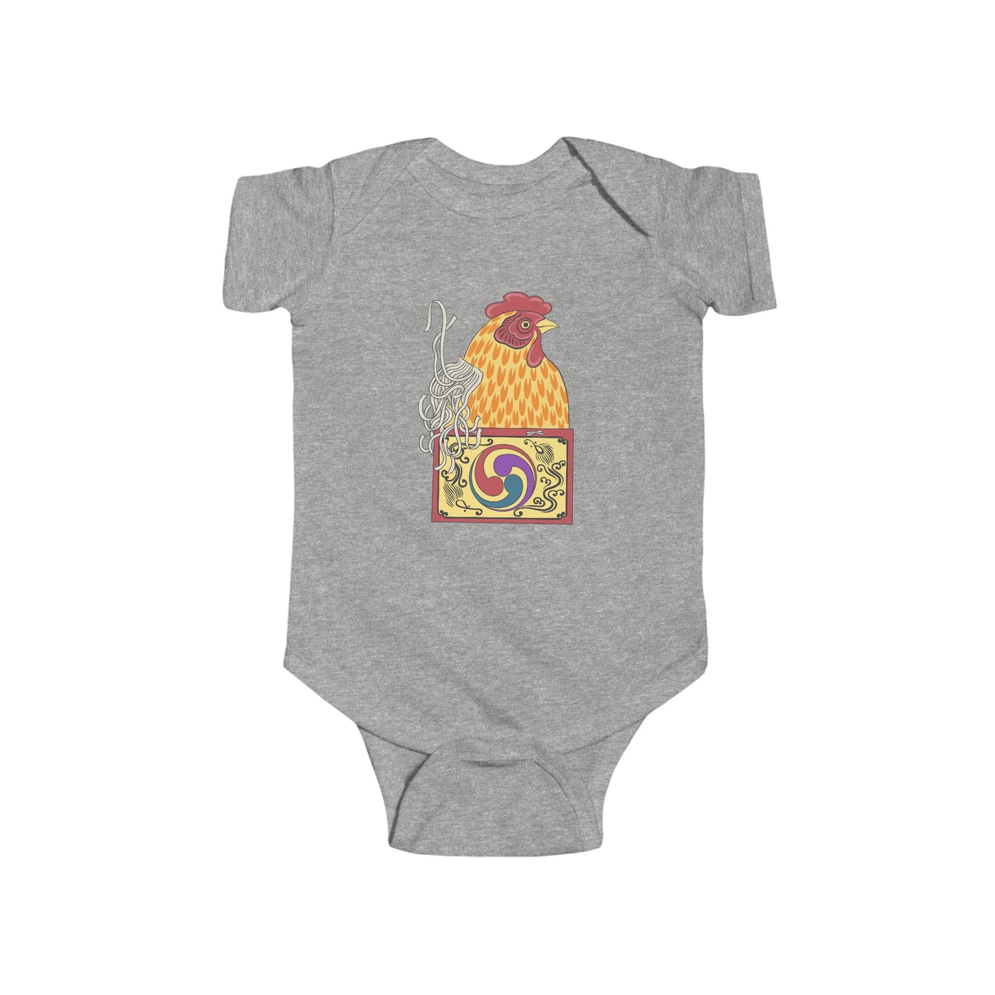 Japanese Rooster Infant Onesie — Colorful Rooster Shimizu Seifū