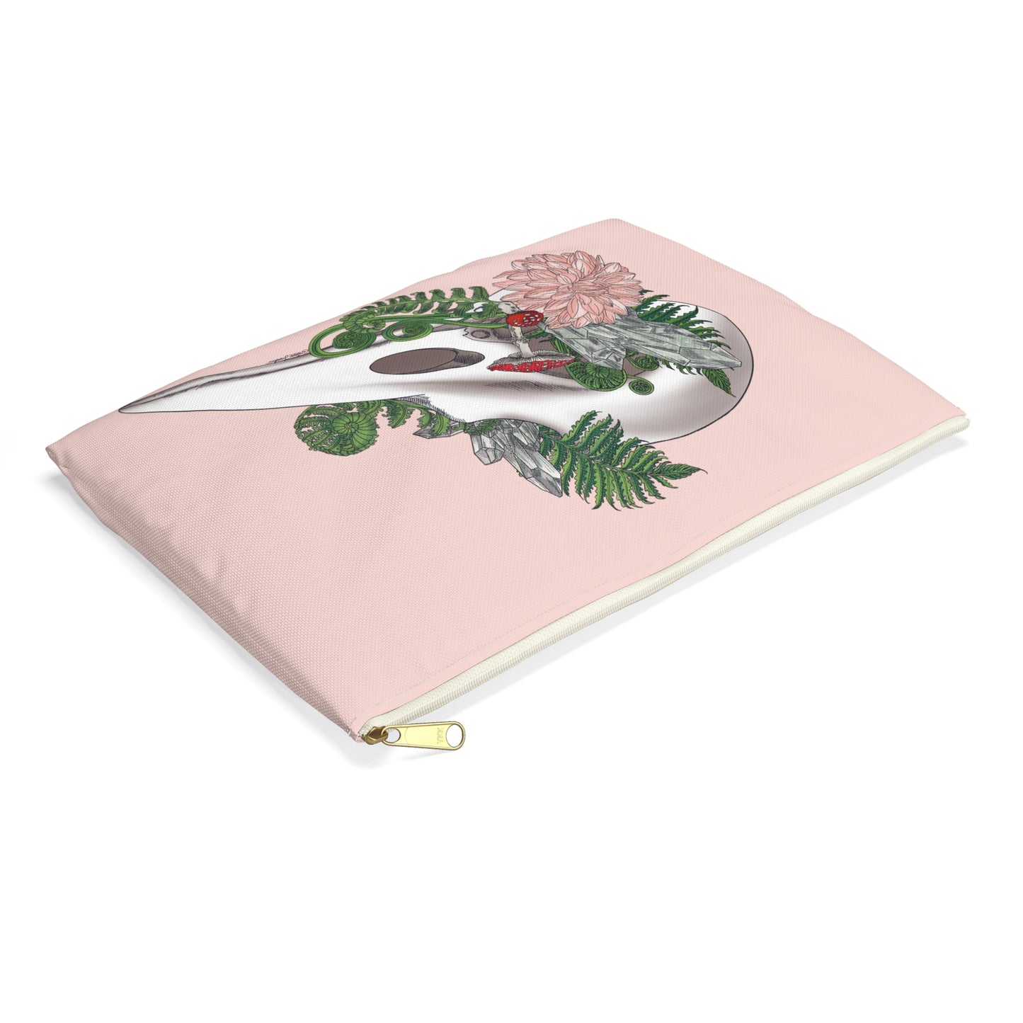 Boho Chic Accessory Pouch, Nature Lover Gift, Skull Design Makeup Bag, Travel Organizer, Feminine Storage Bag