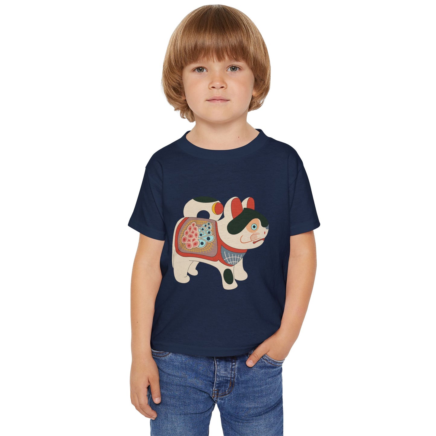 Lucky Inu Hariko illustration by Kawasaki Kyosen Toddler Tshirt — Japanese Lucky Cat Tee